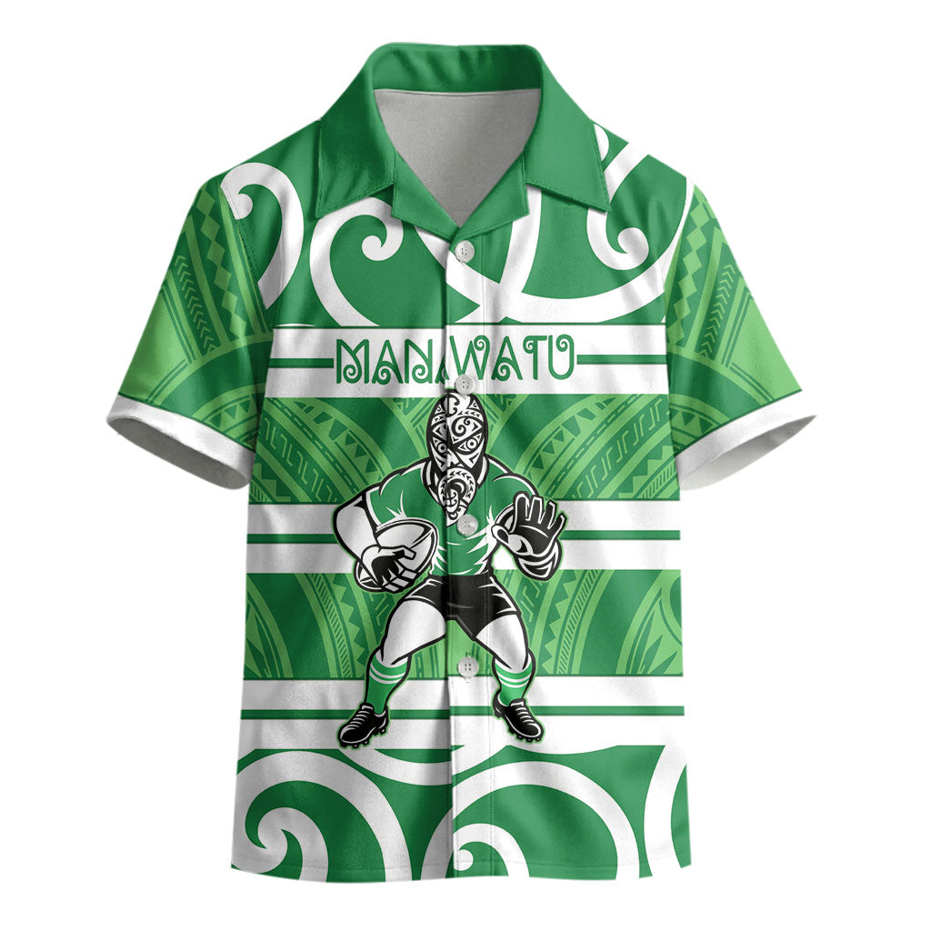 Manawatu Custom Rugby New Zealand Kid Hawaiian Shirt Aotearoa Maori Pukana Tiki Mascot