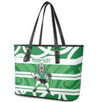 Manawatu Custom Rugby New Zealand Leather Tote Bag Aotearoa Maori Pukana Tiki Mascot