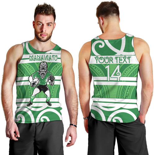 Manawatu Custom Rugby New Zealand Men Tank Top Aotearoa Maori Pukana Tiki Mascot