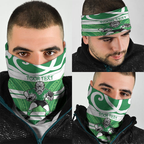 Manawatu Custom Rugby New Zealand Neck Gaiter Aotearoa Maori Pukana Tiki Mascot