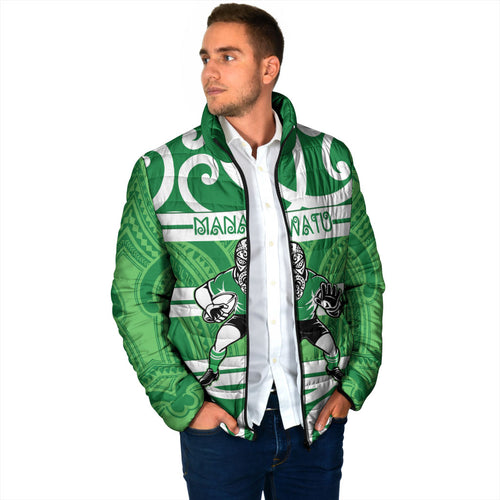 Manawatu Custom Rugby New Zealand Padded Jacket Aotearoa Maori Pukana Tiki Mascot