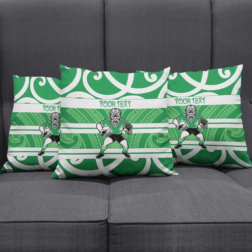 Manawatu Custom Rugby New Zealand Pillow Cover Aotearoa Maori Pukana Tiki Mascot