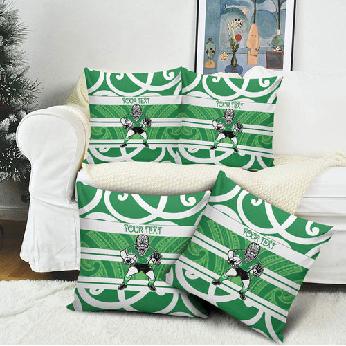 Manawatu Custom Rugby New Zealand Pillow Cover Aotearoa Maori Pukana Tiki Mascot