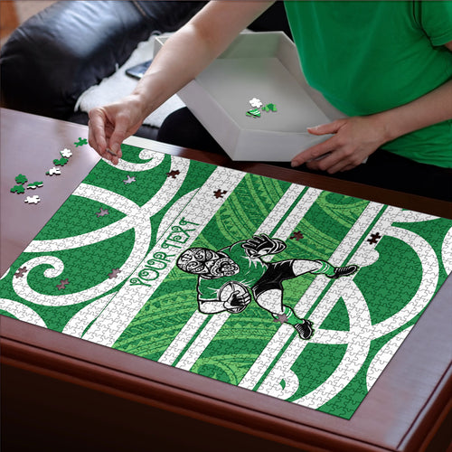 Manawatu Custom Rugby New Zealand Puzzle Aotearoa Maori Pukana Tiki Mascot