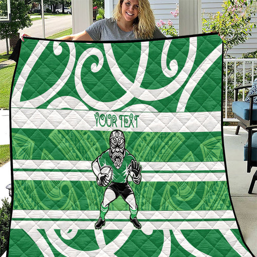 Manawatu Custom Rugby New Zealand Quilt Aotearoa Maori Pukana Tiki Mascot