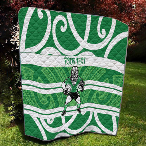 Manawatu Custom Rugby New Zealand Quilt Aotearoa Maori Pukana Tiki Mascot