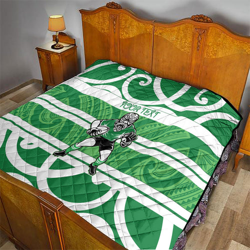 Manawatu Custom Rugby New Zealand Quilt Aotearoa Maori Pukana Tiki Mascot