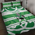 Manawatu Custom Rugby New Zealand Quilt Bed Set Aotearoa Maori Pukana Tiki Mascot