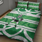Manawatu Custom Rugby New Zealand Quilt Bed Set Aotearoa Maori Pukana Tiki Mascot