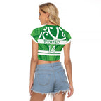 Manawatu Custom Rugby New Zealand Raglan Cropped T Shirt Aotearoa Maori Pukana Tiki Mascot