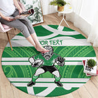 Manawatu Custom Rugby New Zealand Round Carpet Aotearoa Maori Pukana Tiki Mascot