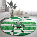 Manawatu Custom Rugby New Zealand Round Carpet Aotearoa Maori Pukana Tiki Mascot