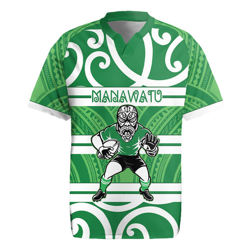 Manawatu Custom Rugby New Zealand Rugby Jersey Aotearoa Maori Pukana Tiki Mascot
