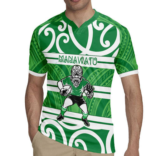 Manawatu Custom Rugby New Zealand Rugby Jersey Aotearoa Maori Pukana Tiki Mascot