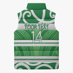 Manawatu Custom Rugby New Zealand Sleeveless Puffer Jacket Aotearoa Maori Pukana Tiki Mascot
