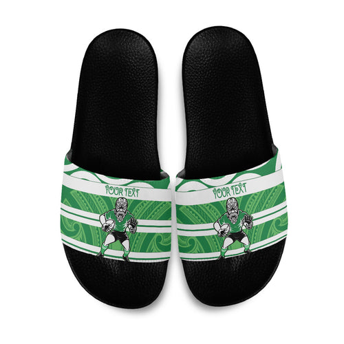 Manawatu Custom Rugby New Zealand Slide Sandals Aotearoa Maori Pukana Tiki Mascot