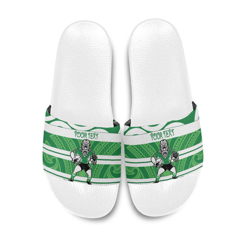 Manawatu Custom Rugby New Zealand Slide Sandals Aotearoa Maori Pukana Tiki Mascot