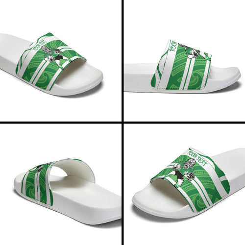 Manawatu Custom Rugby New Zealand Slide Sandals Aotearoa Maori Pukana Tiki Mascot