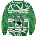 Manawatu Custom Rugby New Zealand Sweatshirt Aotearoa Maori Pukana Tiki Mascot