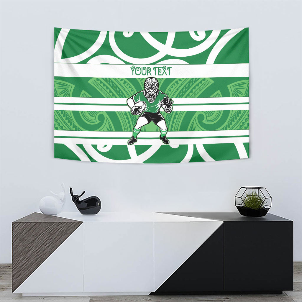 Manawatu Custom Rugby New Zealand Tapestry Aotearoa Maori Pukana Tiki Mascot