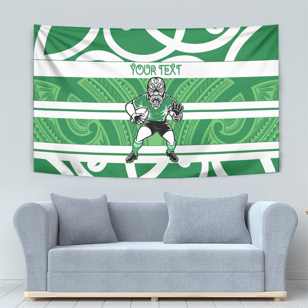 Manawatu Custom Rugby New Zealand Tapestry Aotearoa Maori Pukana Tiki Mascot