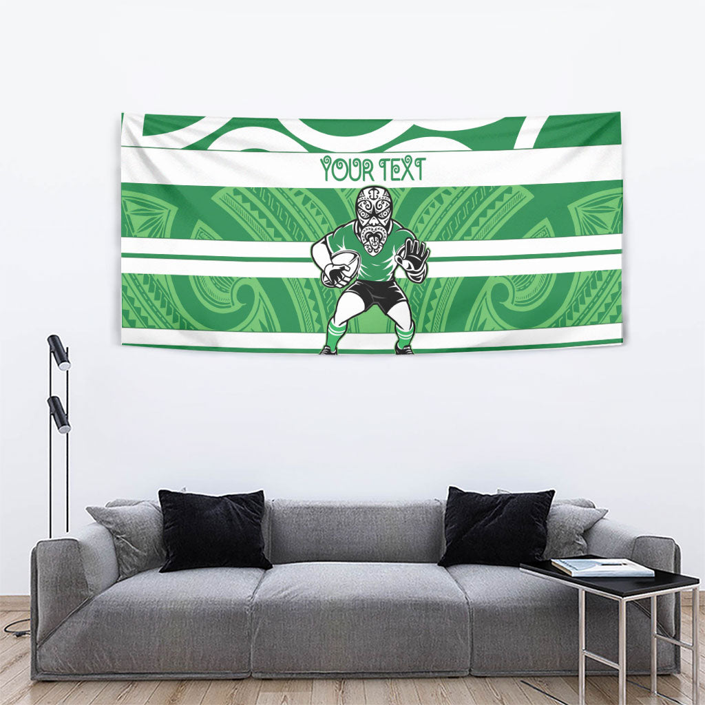Manawatu Custom Rugby New Zealand Tapestry Aotearoa Maori Pukana Tiki Mascot