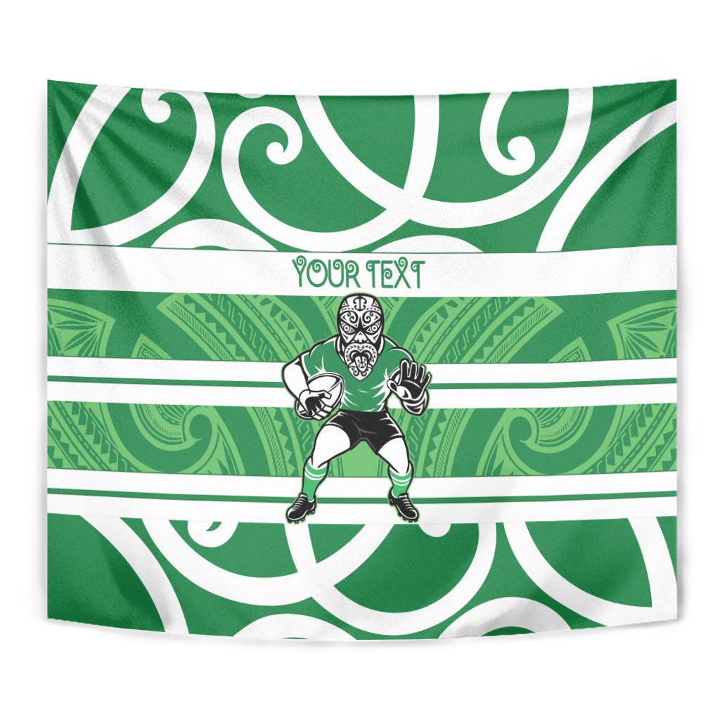 Manawatu Custom Rugby New Zealand Tapestry Aotearoa Maori Pukana Tiki Mascot