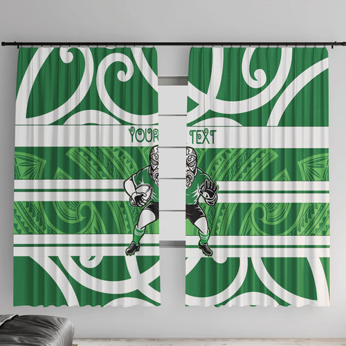 Manawatu Custom Rugby New Zealand Window Curtain Aotearoa Maori Pukana Tiki Mascot