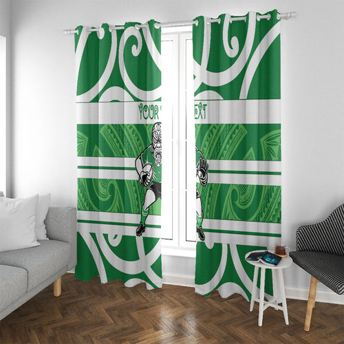 Manawatu Custom Rugby New Zealand Window Curtain Aotearoa Maori Pukana Tiki Mascot