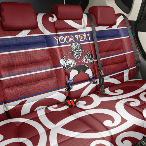 Southland Custom Rugby New Zealand Back Car Seat Cover Aotearoa Maori Pukana Tiki Mascot