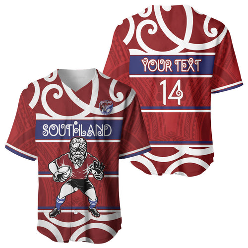 Southland Custom Rugby New Zealand Baseball Jersey Aotearoa Maori Pukana Tiki Mascot