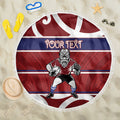 Southland Custom Rugby New Zealand Beach Blanket Aotearoa Maori Pukana Tiki Mascot