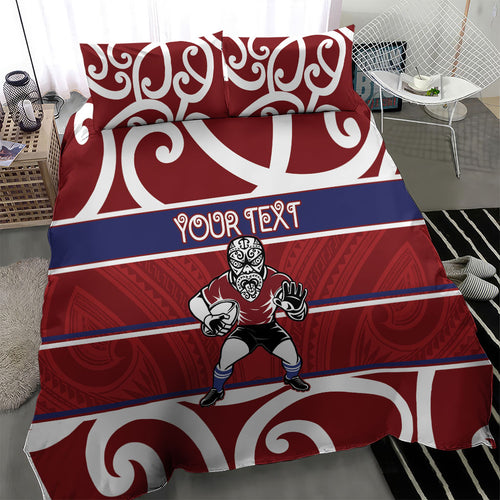 Southland Custom Rugby New Zealand Bedding Set Aotearoa Maori Pukana Tiki Mascot
