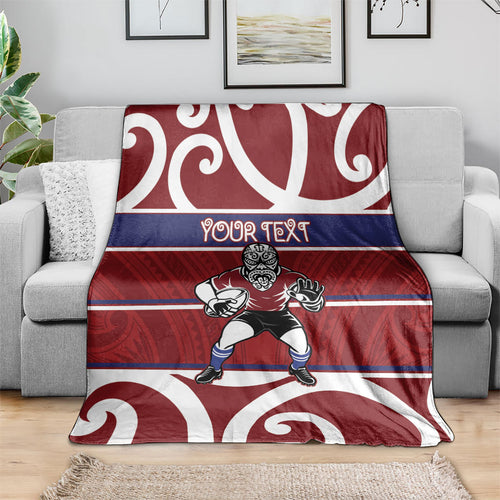 Southland Custom Rugby New Zealand Blanket Aotearoa Maori Pukana Tiki Mascot