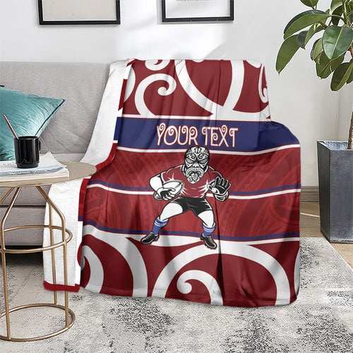 Southland Custom Rugby New Zealand Blanket Aotearoa Maori Pukana Tiki Mascot