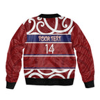 Southland Custom Rugby New Zealand Bomber Jacket Aotearoa Maori Pukana Tiki Mascot