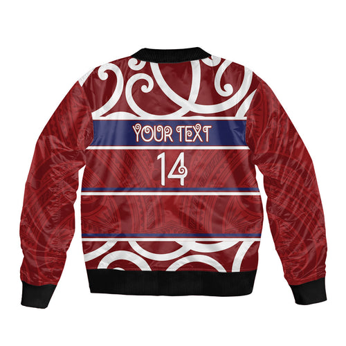 Southland Custom Rugby New Zealand Bomber Jacket Aotearoa Maori Pukana Tiki Mascot