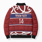 Southland Custom Rugby New Zealand Bomber Puffer Jacket Aotearoa Maori Pukana Tiki Mascot