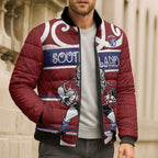Southland Custom Rugby New Zealand Bomber Puffer Jacket Aotearoa Maori Pukana Tiki Mascot