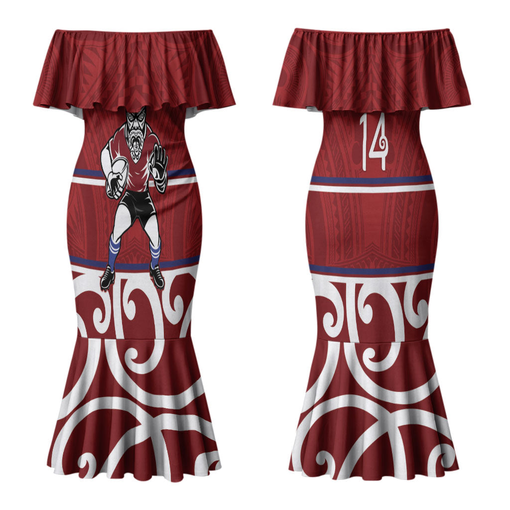 Southland Custom Rugby New Zealand Couples Matching Mermaid Dress and Hawaiian Shirt Aotearoa Maori Pukana Tiki Mascot