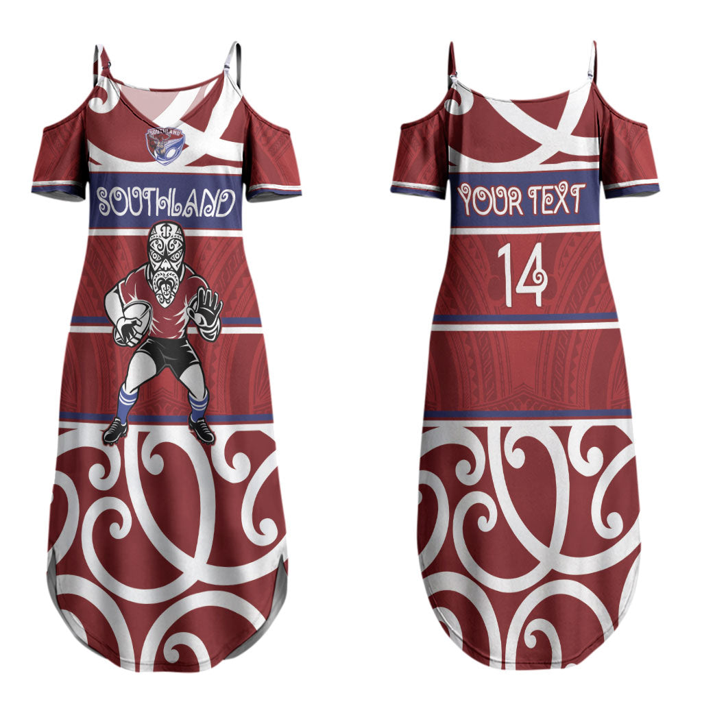 Southland Custom Rugby New Zealand Couples Matching Summer Maxi Dress and Hawaiian Shirt Aotearoa Maori Pukana Tiki Mascot