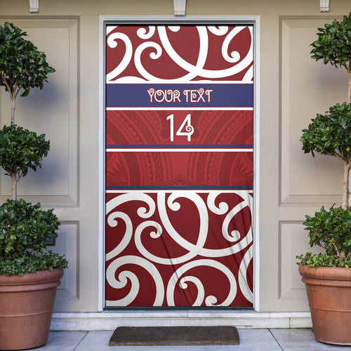 Southland Custom Rugby New Zealand Door Cover Aotearoa Maori Pukana Tiki Mascot