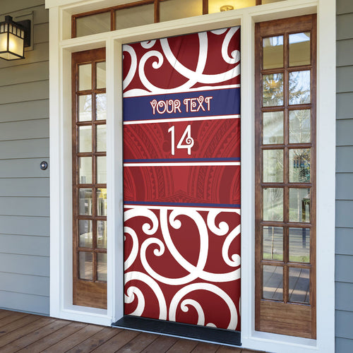 Southland Custom Rugby New Zealand Door Cover Aotearoa Maori Pukana Tiki Mascot