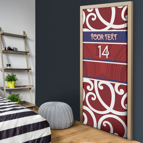 Southland Custom Rugby New Zealand Door Cover Aotearoa Maori Pukana Tiki Mascot
