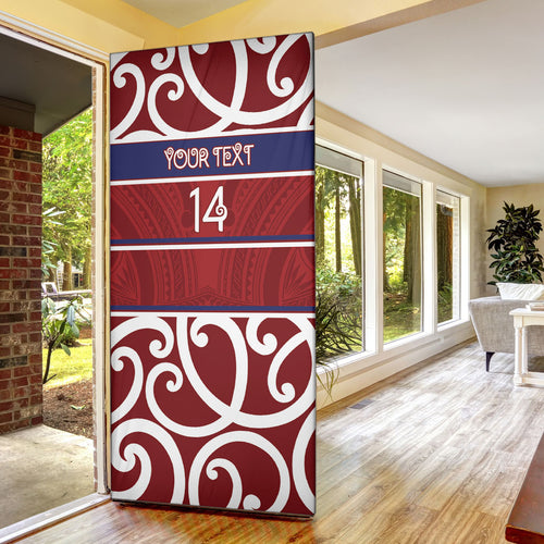 Southland Custom Rugby New Zealand Door Cover Aotearoa Maori Pukana Tiki Mascot