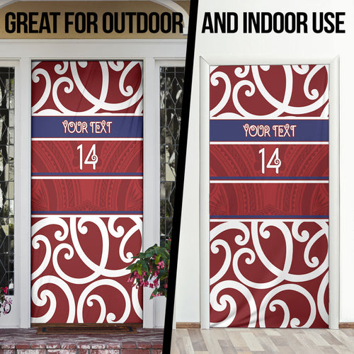 Southland Custom Rugby New Zealand Door Cover Aotearoa Maori Pukana Tiki Mascot