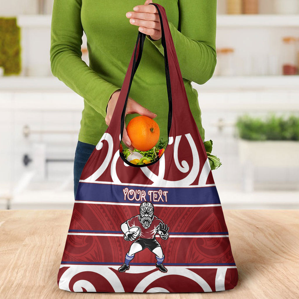 Southland Custom Rugby New Zealand Grocery Bag Aotearoa Maori Pukana Tiki Mascot