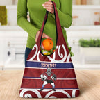 Southland Custom Rugby New Zealand Grocery Bag Aotearoa Maori Pukana Tiki Mascot