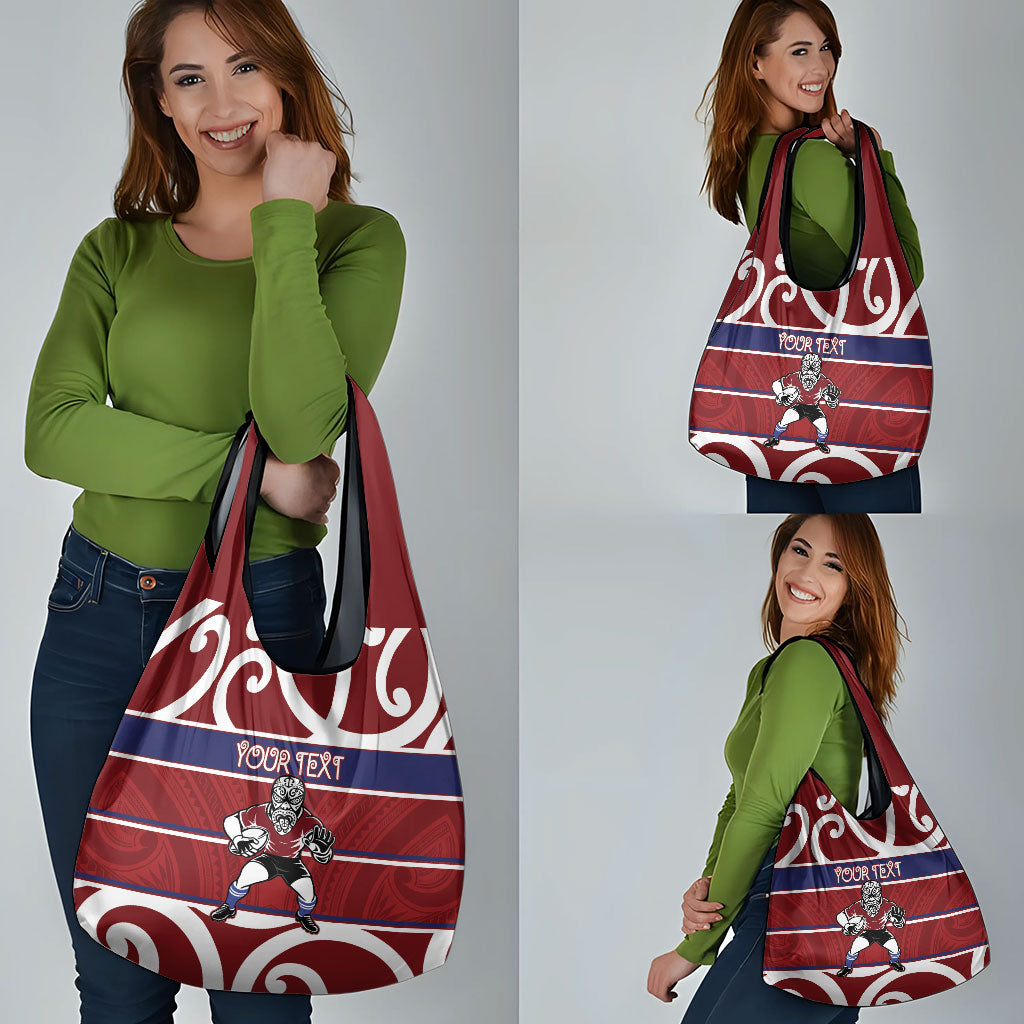 Southland Custom Rugby New Zealand Grocery Bag Aotearoa Maori Pukana Tiki Mascot