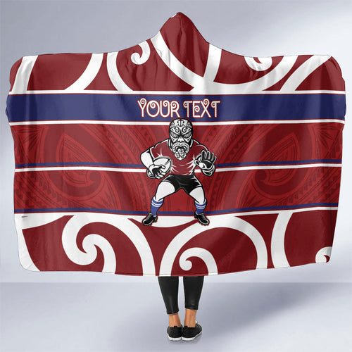 Southland Custom Rugby New Zealand Hooded Blanket Aotearoa Maori Pukana Tiki Mascot